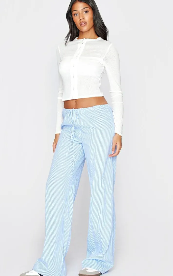 Tall Blue Pinstripe Low Rise Drawstring Waist Pants