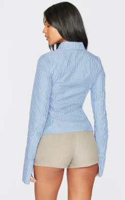 PrettyLittleThing Shirts*Tall Pinstripe Woven Fitted Shirt