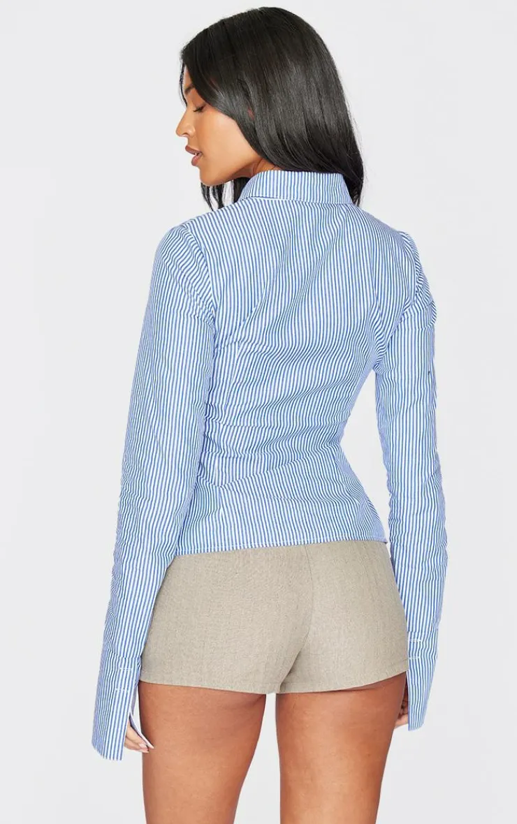 PrettyLittleThing Shirts*Tall Pinstripe Woven Fitted Shirt