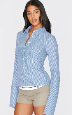 PrettyLittleThing Shirts*Tall Pinstripe Woven Fitted Shirt