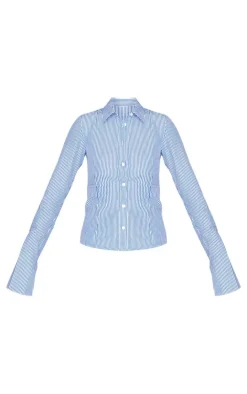 PrettyLittleThing Shirts*Tall Pinstripe Woven Fitted Shirt