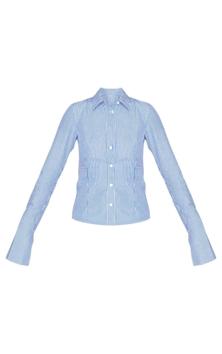 PrettyLittleThing Shirts*Tall Pinstripe Woven Fitted Shirt