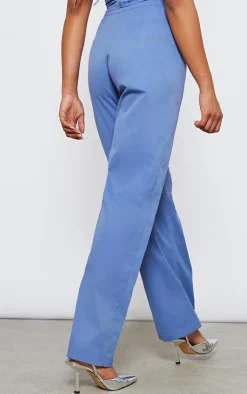 Hot PrettyLittleThing Tall Tailored Cut Out Detail Wide Leg Pants Blue