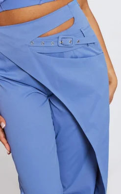 Hot PrettyLittleThing Tall Tailored Cut Out Detail Wide Leg Pants Blue