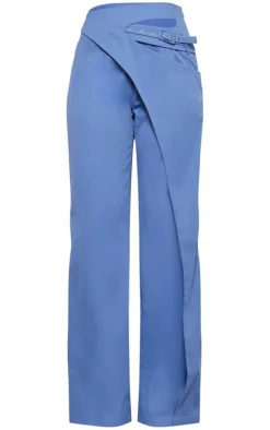 Hot PrettyLittleThing Tall Tailored Cut Out Detail Wide Leg Pants Blue