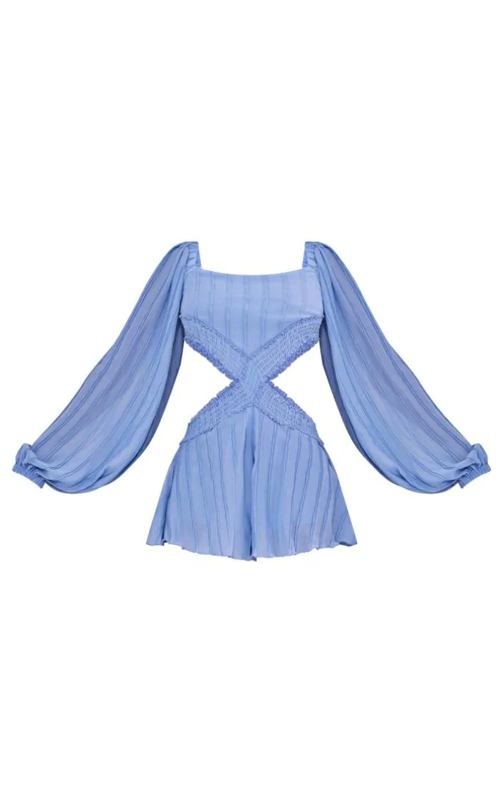 Tall Blue Textured Cut Out Romper