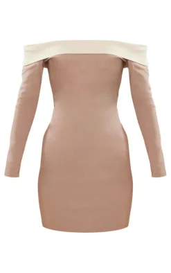 Tall Fold Over Bardot Bodycon Dress-PrettyLittleThing Outlet
