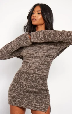 PrettyLittleThing Knitted Tops*Tall Knitted Bardot Long Sleeve Top
