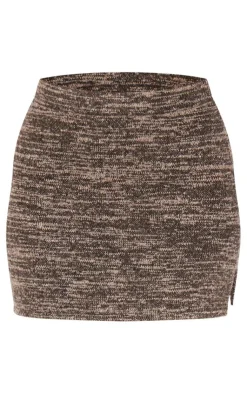 Hot PrettyLittleThing Tall Knitted Mini Skirt Brown