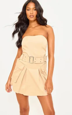 Tall Tailored Pocket Belted Bandeau Bodycon Dress-PrettyLittleThing Discount