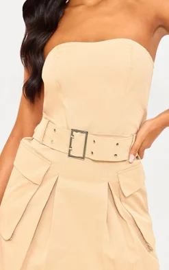 Tall Tailored Pocket Belted Bandeau Bodycon Dress-PrettyLittleThing Discount