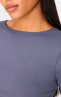 PrettyLittleThing Tall Crew Neck Long Sleeve Active Top Charcoal