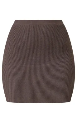 PrettyLittleThing Tall Ribbed Mini Skirt Charcoal
