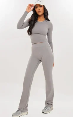 Clearance PrettyLittleThing Tall Snatched Sculpt Flare Pants Charcoal