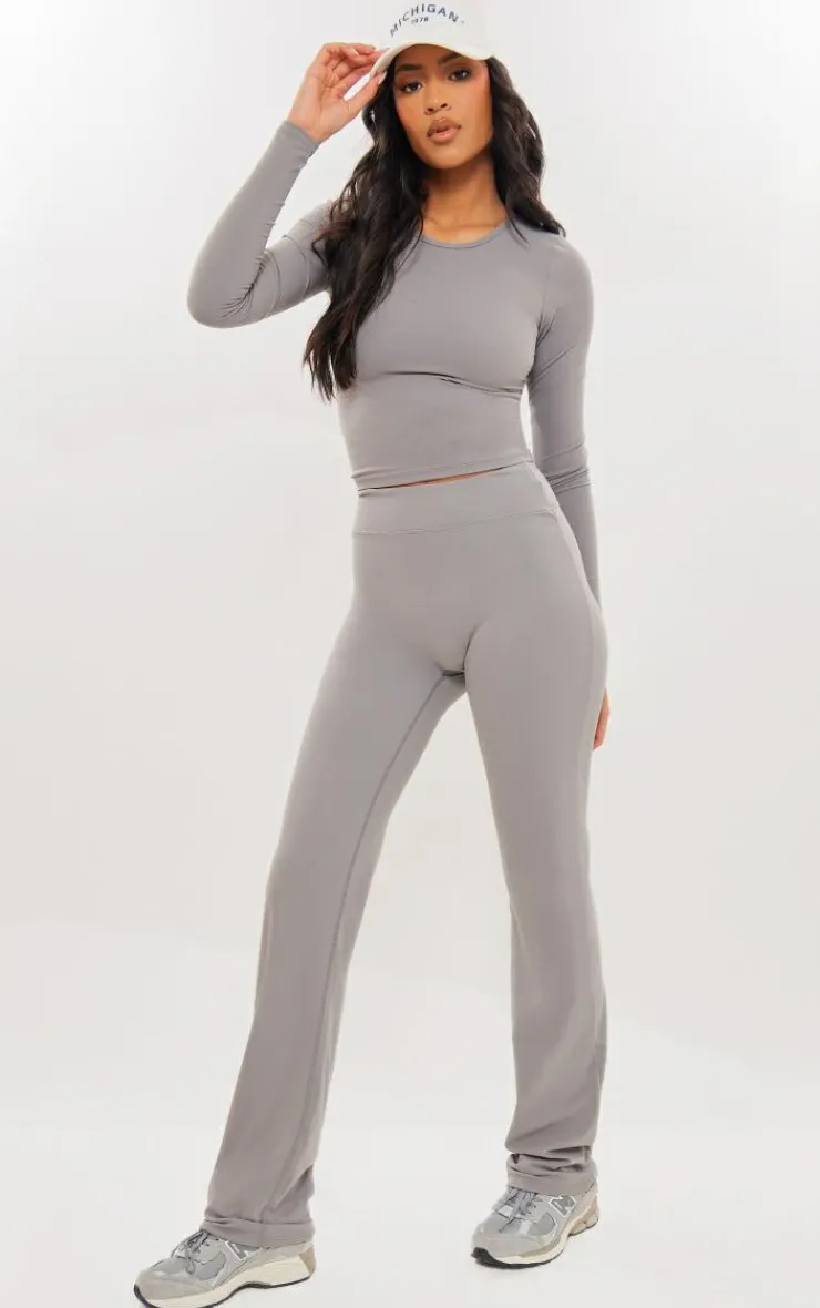 Clearance PrettyLittleThing Tall Snatched Sculpt Flare Pants Charcoal