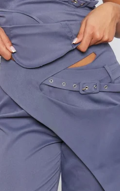 Best PrettyLittleThing Tall Tailored Cut Out Detail Wide Leg Pants Charcoal