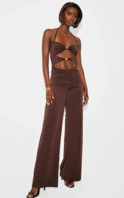 Tall Halterneck Cut Out Trim Detail Jumpsuit-PrettyLittleThing Sale