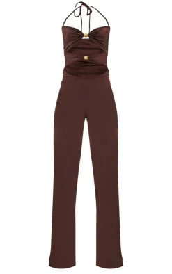 Tall Halterneck Cut Out Trim Detail Jumpsuit-PrettyLittleThing Sale