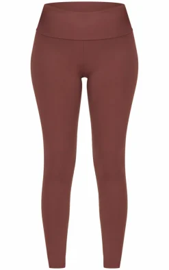 Best PrettyLittleThing Tall High Waisted Fold Over Detail Leggings Chocolate