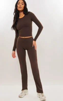Online PrettyLittleThing Tall Snatched Sculpt Long Sleeve Top Coffee
