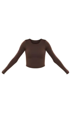 Online PrettyLittleThing Tall Snatched Sculpt Long Sleeve Top Coffee