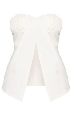 PrettyLittleThing Tall Bandeau Split Detail Top Cream