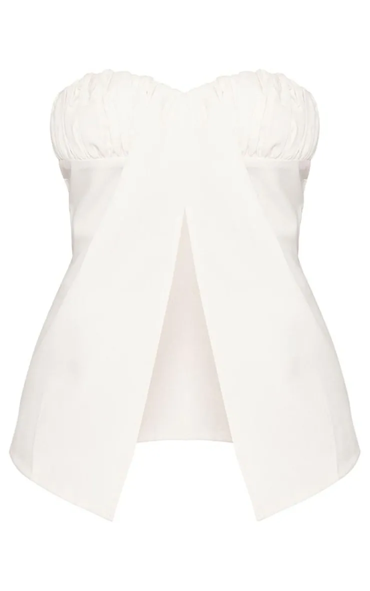 PrettyLittleThing Tall Bandeau Split Detail Top Cream