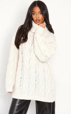 PrettyLittleThing Sweaters*Tall Chunky Cable Knit Turtle Neck Sweater