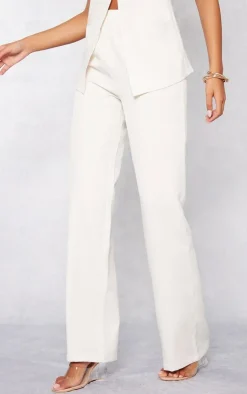 Hot PrettyLittleThing Tall Elasticated Wide Leg Pants Cream