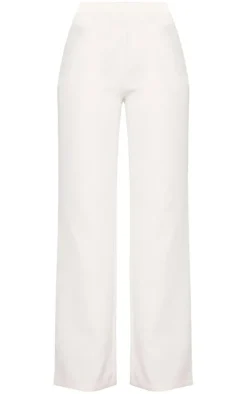 Hot PrettyLittleThing Tall Elasticated Wide Leg Pants Cream