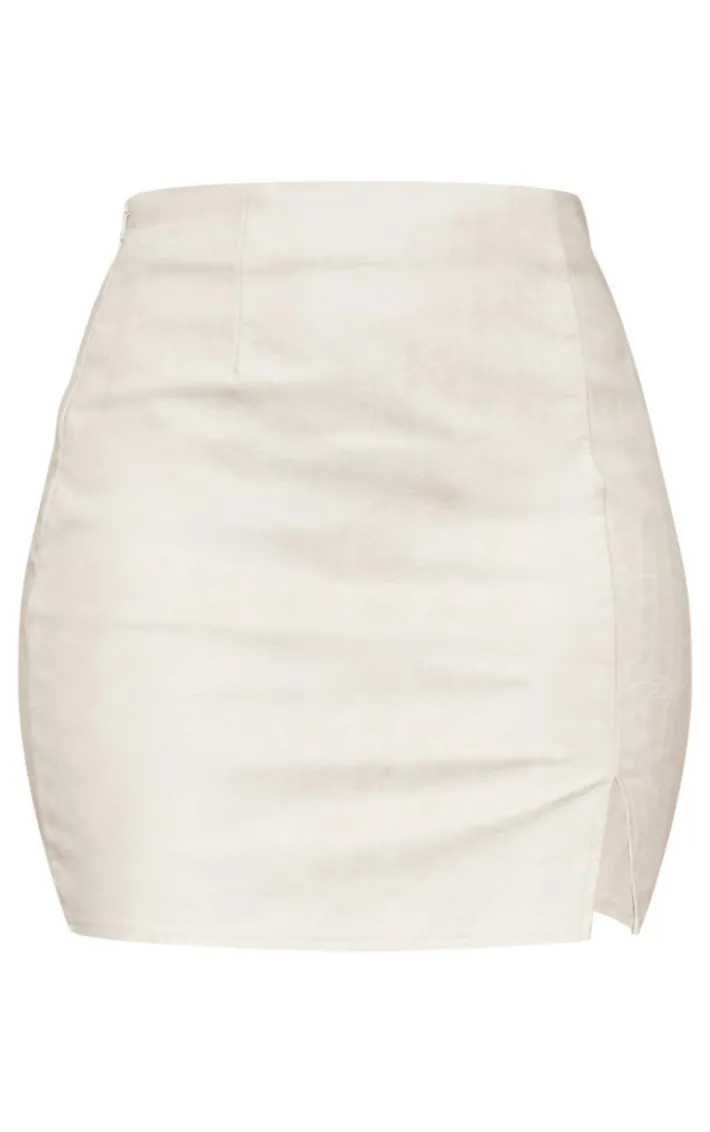 Tall Cream Faux Leather Mini Skirt