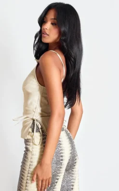 PrettyLittleThing Sleeveless Tops*Tall Faux Leather Open Back Top