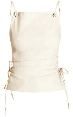 PrettyLittleThing Sleeveless Tops*Tall Faux Leather Open Back Top