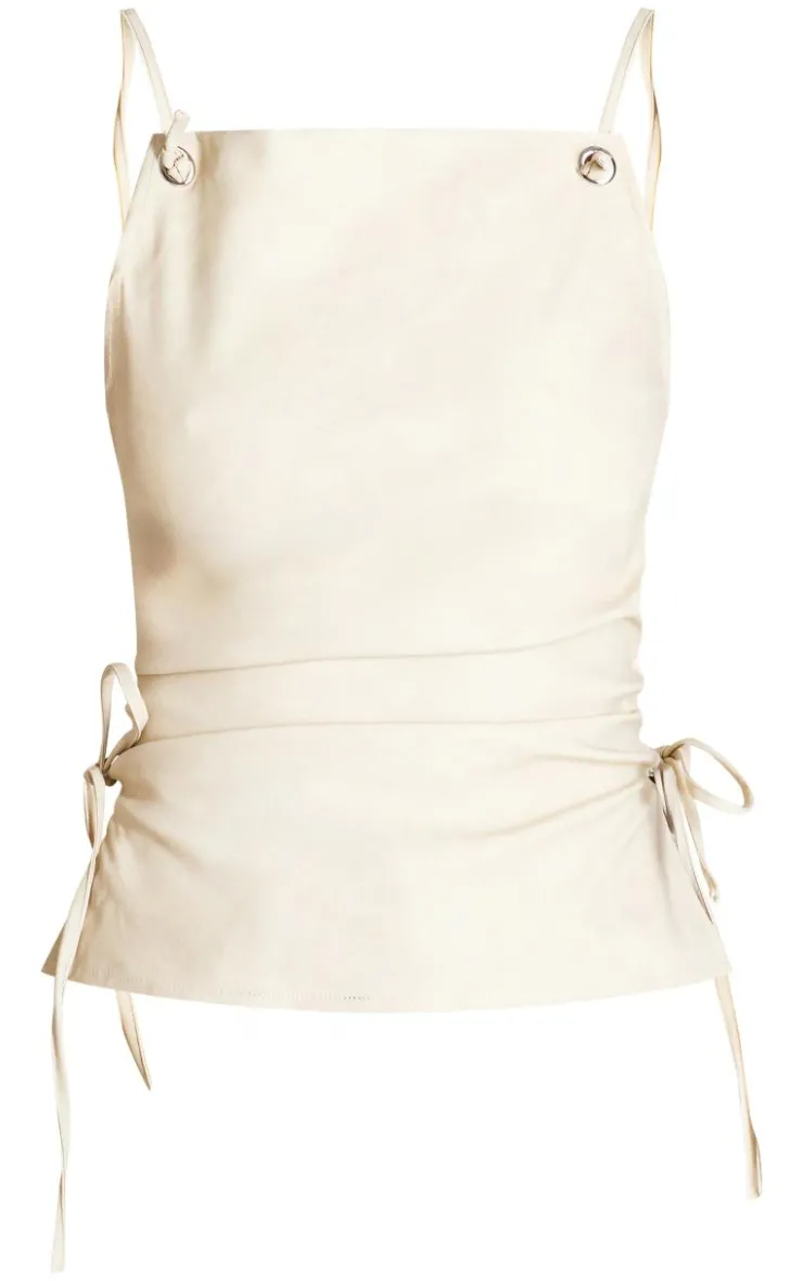 PrettyLittleThing Sleeveless Tops*Tall Faux Leather Open Back Top