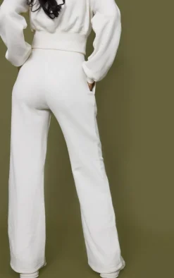 Online PrettyLittleThing Tall High Waist Wide Leg Sweatpants Cream