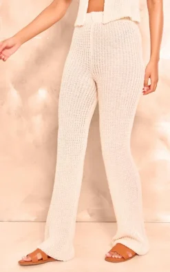 Discount PrettyLittleThing Tall Knit Flares Cream
