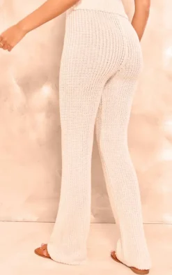 Discount PrettyLittleThing Tall Knit Flares Cream
