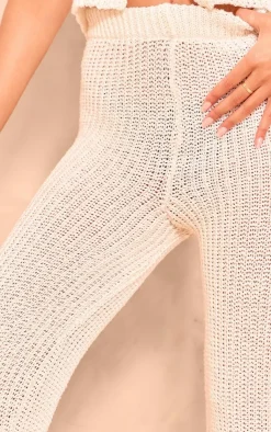 Discount PrettyLittleThing Tall Knit Flares Cream
