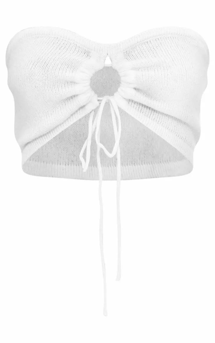 Best PrettyLittleThing Tall Knit Keyhole Bandeau Top Cream