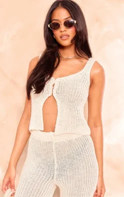 Sale PrettyLittleThing Tall Knit Vest Cream