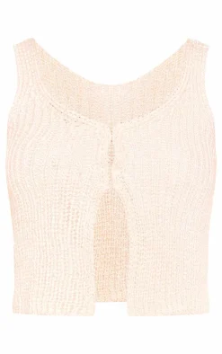 Sale PrettyLittleThing Tall Knit Vest Cream