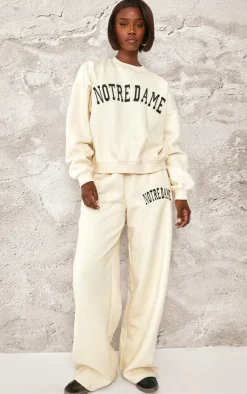 Online PrettyLittleThing Tall Notre Dame Oversized Sweatshirt Cream
