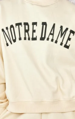 Online PrettyLittleThing Tall Notre Dame Oversized Sweatshirt Cream