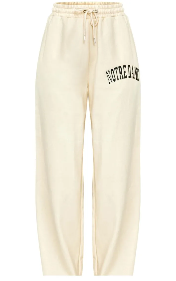 Tall Cream Notre Dame Wide Leg Sweatpants