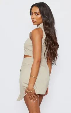 Clearance PrettyLittleThing Tall One Button Vest Cream