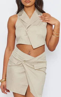 Clearance PrettyLittleThing Tall One Button Vest Cream