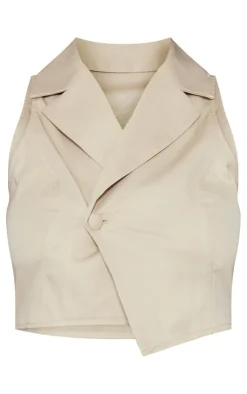 Clearance PrettyLittleThing Tall One Button Vest Cream