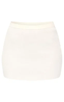 Best PrettyLittleThing Tall Rib Detail Knit Micro Mini Skirt Cream