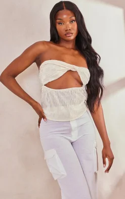PrettyLittleThing Tube Tops*Tall Satin Textured Bandeau Crop Top