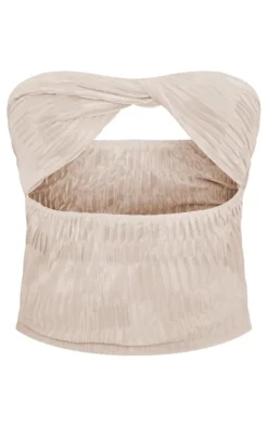 PrettyLittleThing Tube Tops*Tall Satin Textured Bandeau Crop Top
